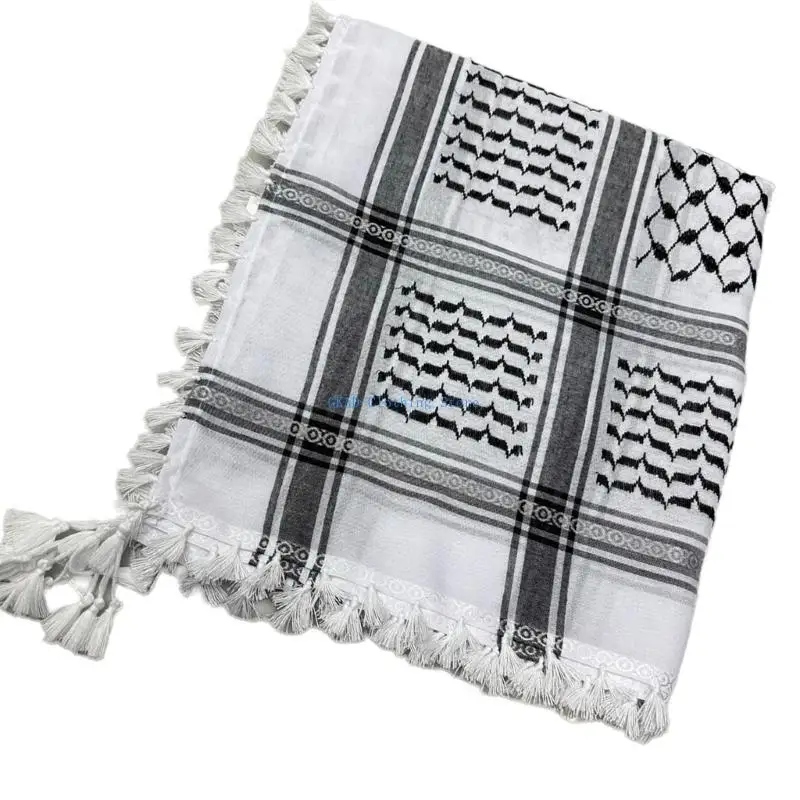 

N0PE Middle Eastern Shemagh Scarf Ethnic Headwear Men Headcoveirng for Cultural Event