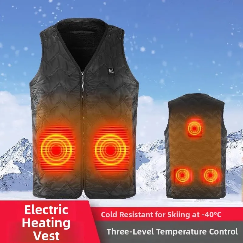 

USB жилет с подогревом Harbin, зимняя мужская и женская футболка для катания на лыжах, термоплая футболка с контролем температуры, V-Ne Thiened, полиэстер