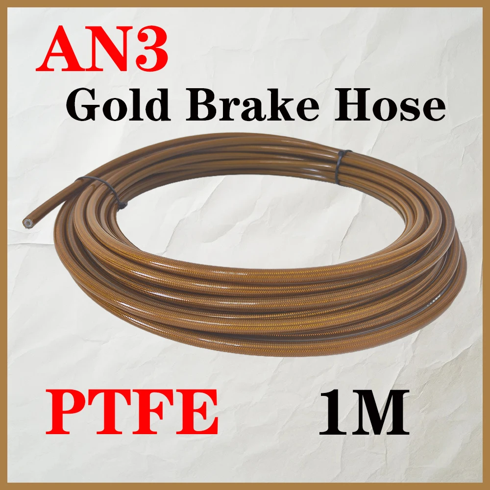 

AN3 Golden PTFE Stainless Braided Universal Racing/Motorcycle Hydraulic Brake Hose Clutch Oil Line Tube For Racing 1M