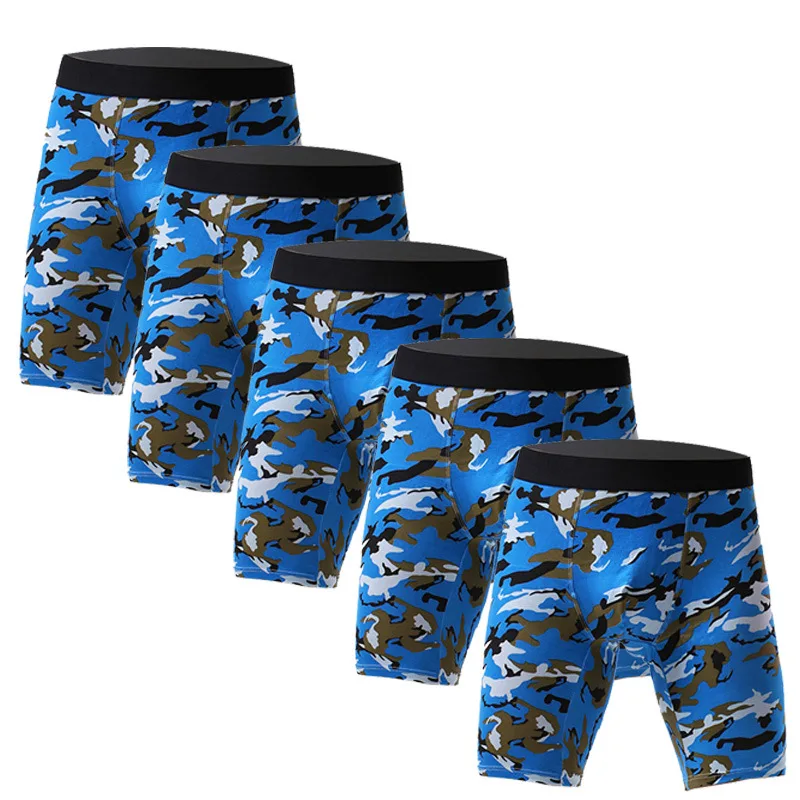 1PCS Long Leg Cotton Sexy Shorts Boxer Men’s Underwear Men\'s Underwear Men Panties Men Underpants Boxershorts camouflage Natural