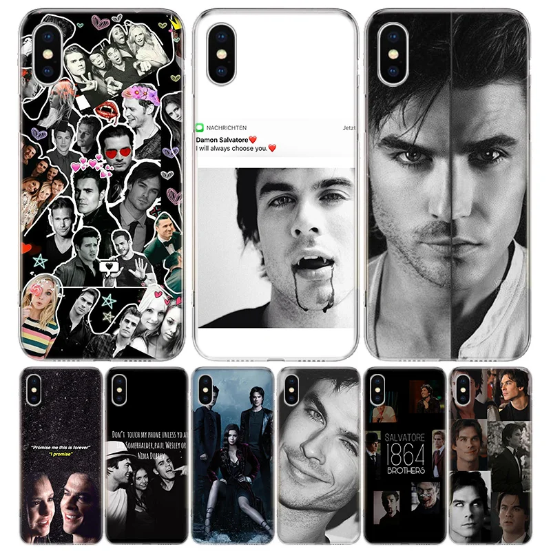 The Vampire Diaries Damon Salvatore Phone Case For iPhone 16 15 14 Plus 12 13 Mini 11 Pro Max X Xs  8 7 SE + Soft Fundas Coque S