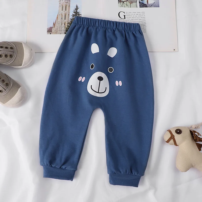 0-4Y Infant Boys Girls Pants Cotton Cartoon Baby Boys Pants Autumn Soft Big PP Baby Boys Loose Trousers