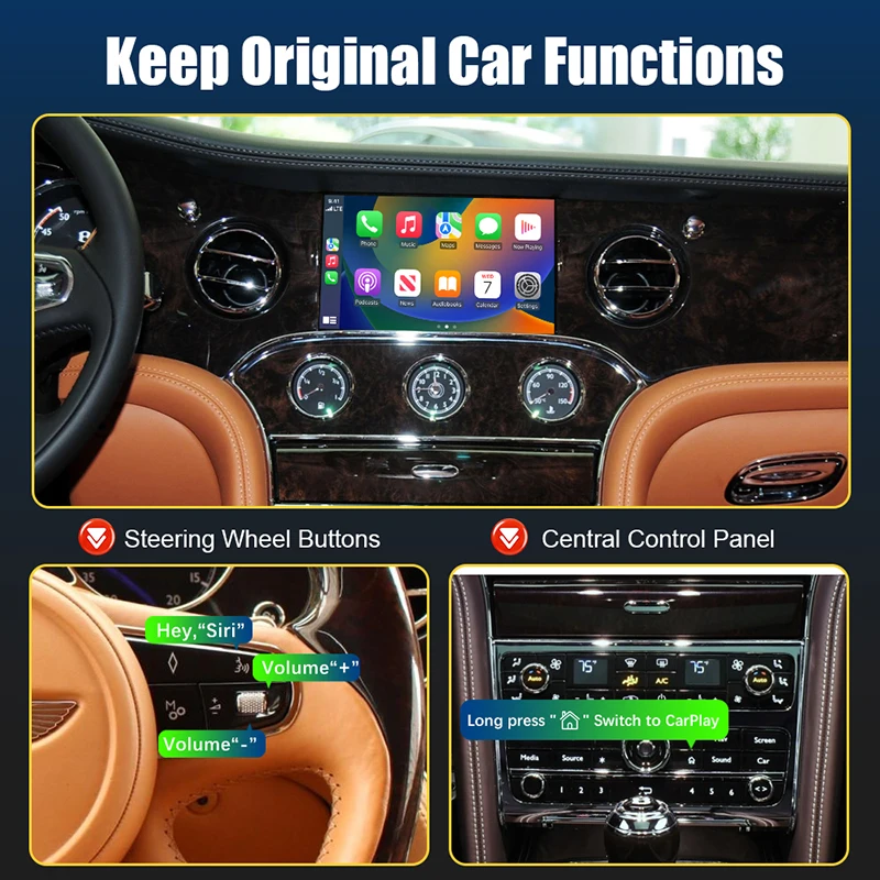 Wireless Apple CarPlay For Bentley Mulsanne Android Auto Mirror link AirPlay Retrofit Car AI Box Retrofit Multimedia Navigation