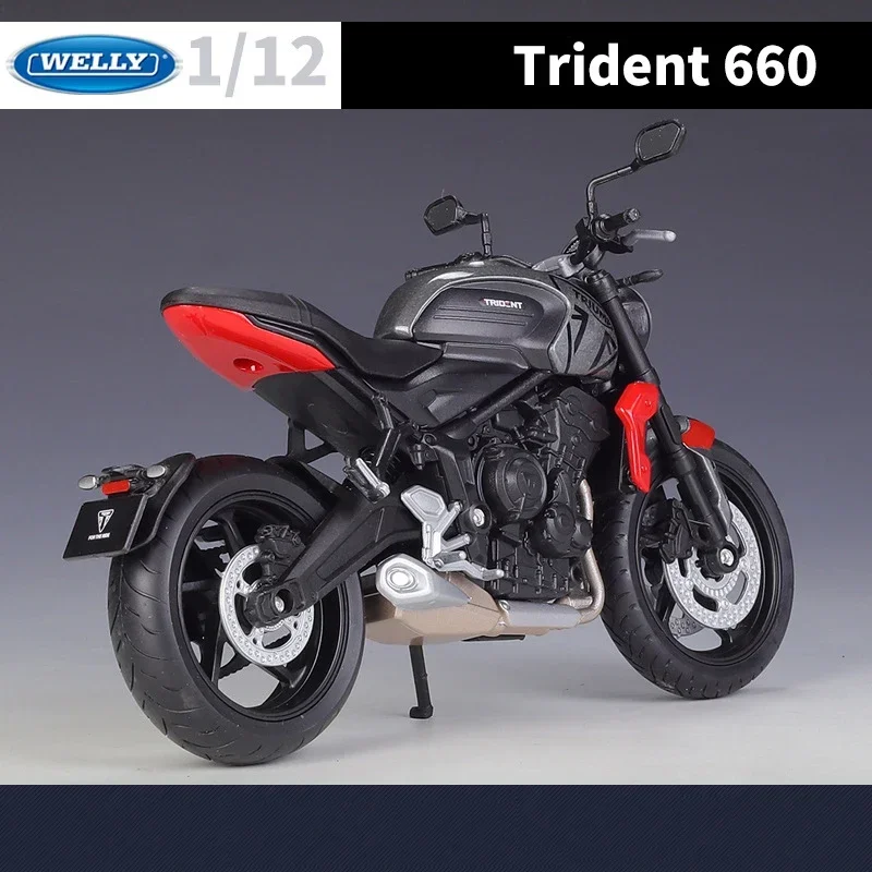 WELLY 1/12 Triumph Trident 660 2021 Simulation alliage moto modèle amortisseurs Collection jouet voiture cadeau
