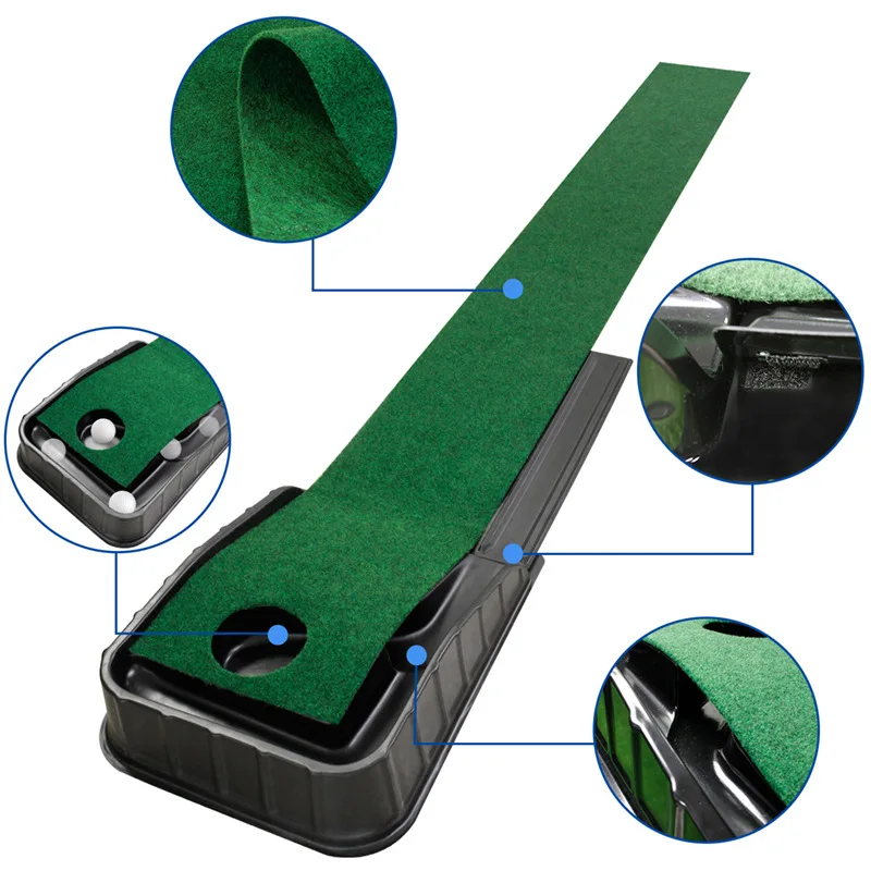 Indoor Golf Putting Green Mat Practice With Ball Return Putter Trainer Training Carpet Supplies For Beginner