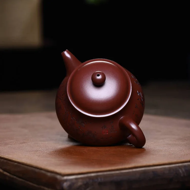Gaopan Made From Original Ore Clay Yixing Purple Clay Teapot Set Hand-Carved By Famous Art Masters Decorative Utensil Tea B