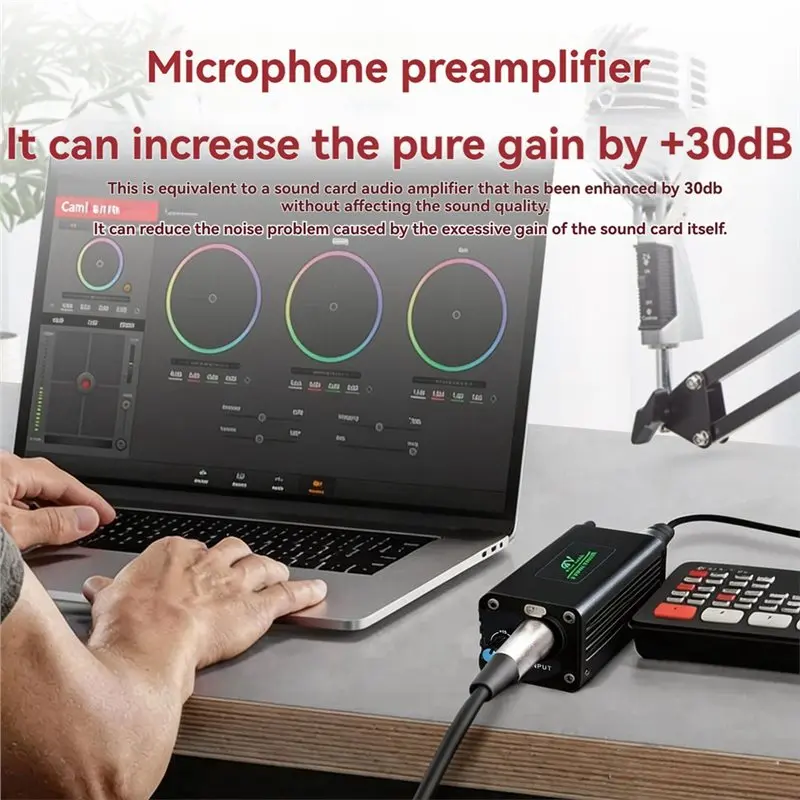 

HOT!A72T Wired Dynamic Handheld Microphone 48V Amplifier For Home Outdoor For Stage Performance, Live Streaming, Karaoke Mic