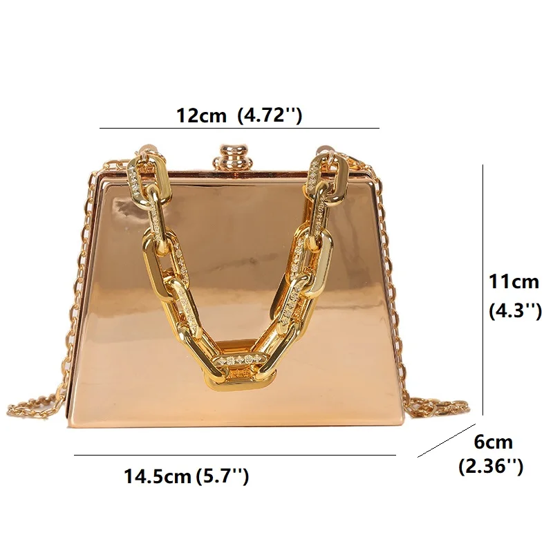 Bolso de noche cuadrado para mujer, Mini bolso de mano con caja de acrílico dorado, bolso de hombro de diseñador de lujo para citas/fiesta