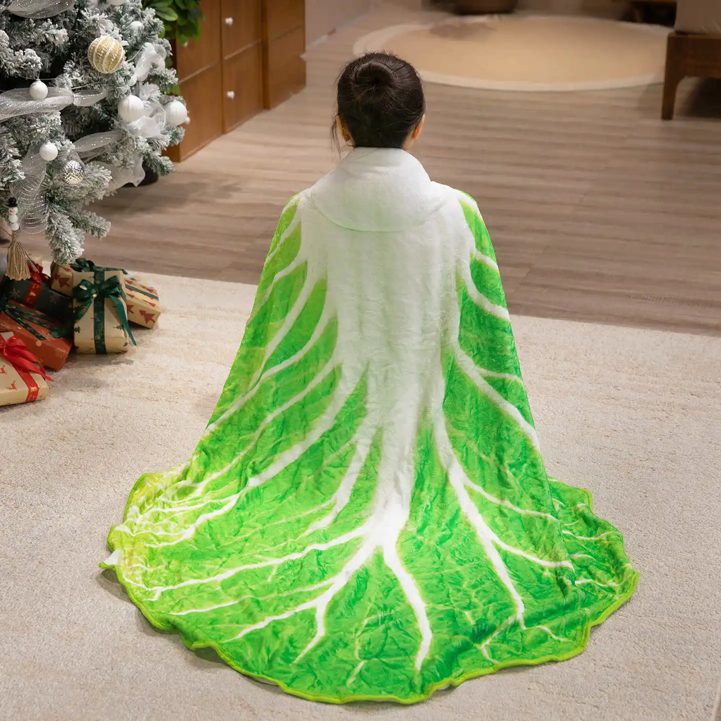 3D Lifelike Plush Chinese Cabbage Watermelon Blanket Simulation Stuffed Poached Egg Throw Pillow with Blanket 2 In 1 Cushion