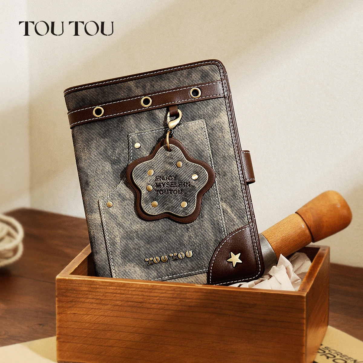 Birthday Gift: TOUTOU Vintage  Passport women Wallet, Multi Card Travel Document Holder with Detachable Star Charm