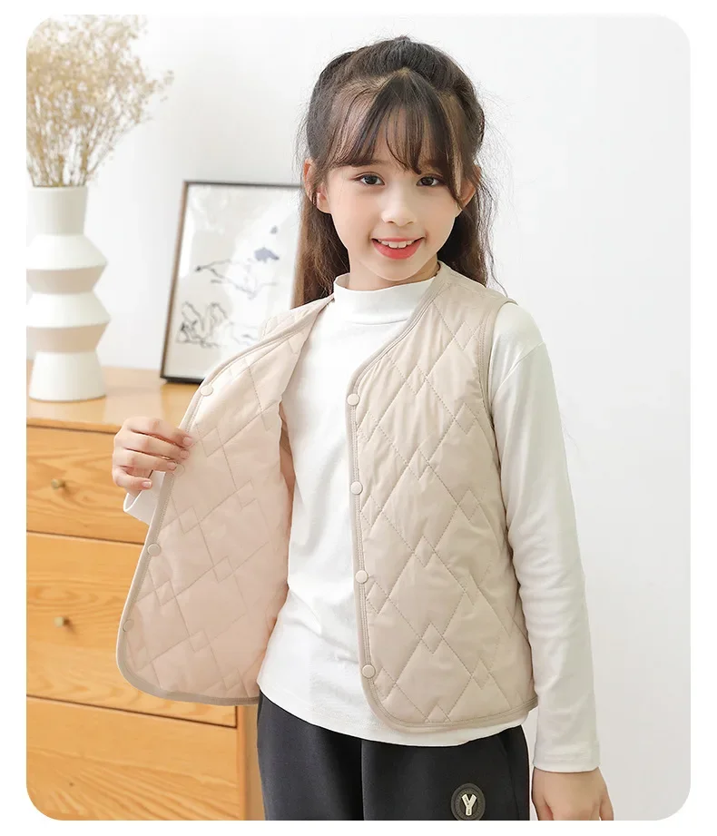Ärmellose Jacke Einfarbige Knopf-Strickjacke Kinderjacke Warme Weste Herbst Winter Alltag Jungen Mädchen Kinder Verdickte Kinderjacke – Detail 11