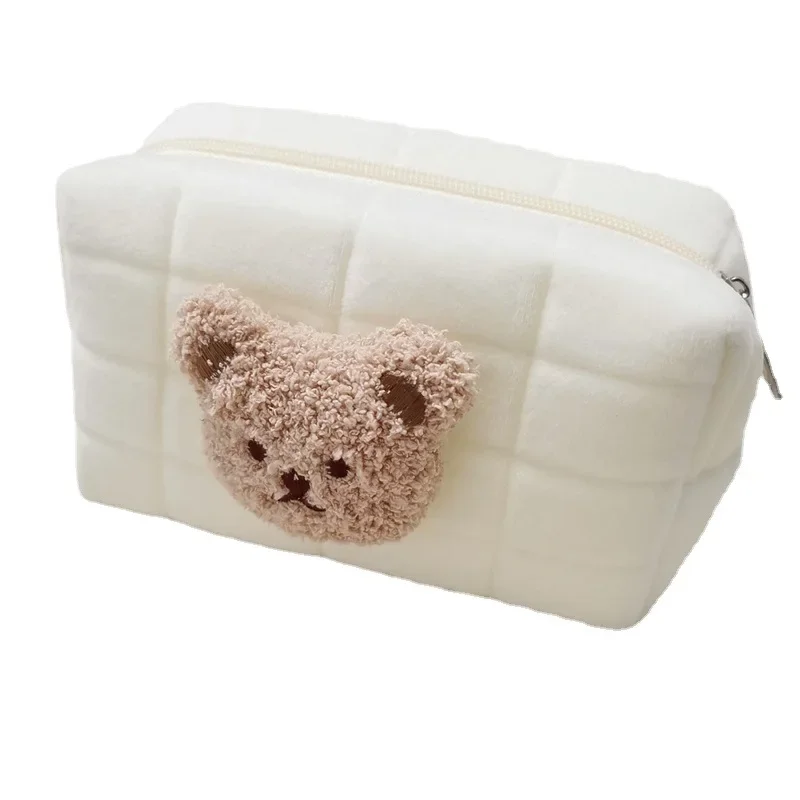 Borsa da toilette portatile per bambini con orsetto carino Make Up borse per cosmetici borsa per pannolini organizzatore di articoli per bambini borsa in cotone riutilizzabile per mamma