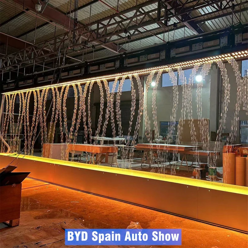 Fuente de pared de partición móvil personalizada, luz Led, pared de cortina Digital