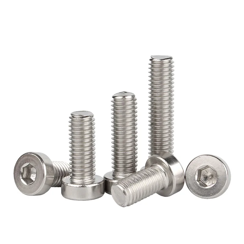 1~50PCS 304 Stainless Steel Hexagon Socket Ultra Thin Flat Head Screw Bolt M2 M2.5 M3 M4 M5 M6 M8 M10 M12 / Bolt Size:3mm~120mm