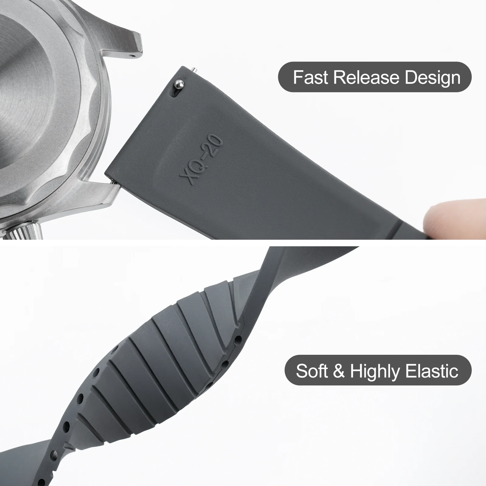 New Design CTS Fluororubber Watch Strap 18mm 20mm 22mm Fast Release Stainless Steel Buckle Watch Bands FKM Strap For Cut To Size view 4
