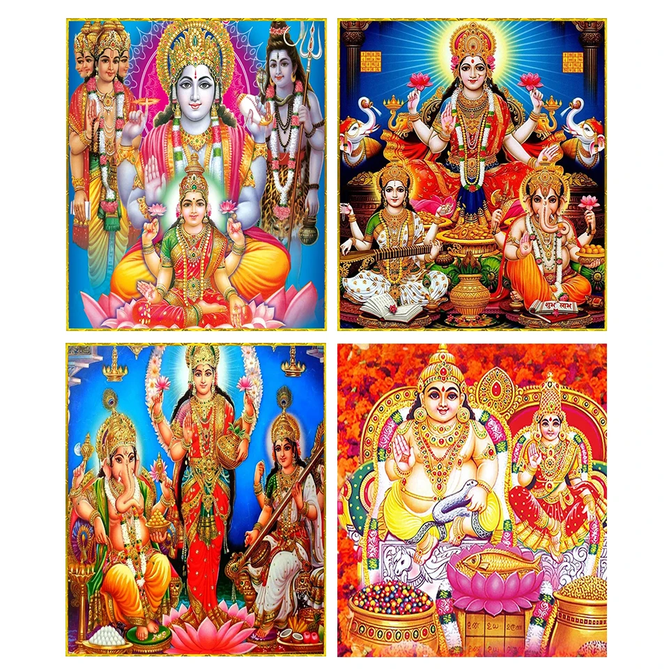 Brahma Vishnu Mahesh full drill diamond painting 5D Cross Stitch Hindu God Lakshmi Ganesha DIY diamond embroidery home decor