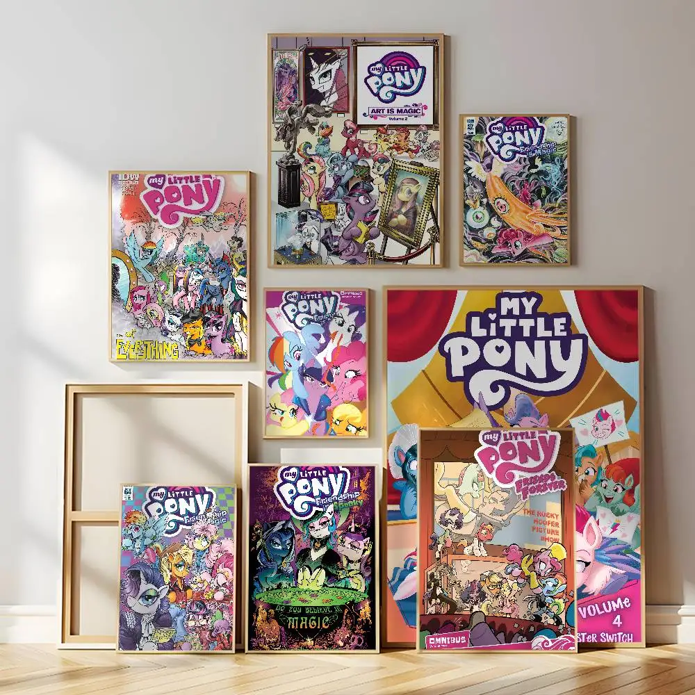 Cartoon My L-Little P-Pony Poster Self-adhesive Wall Mural Art Waterproof Sticker For Bar Room Decor High Quality Print Gift