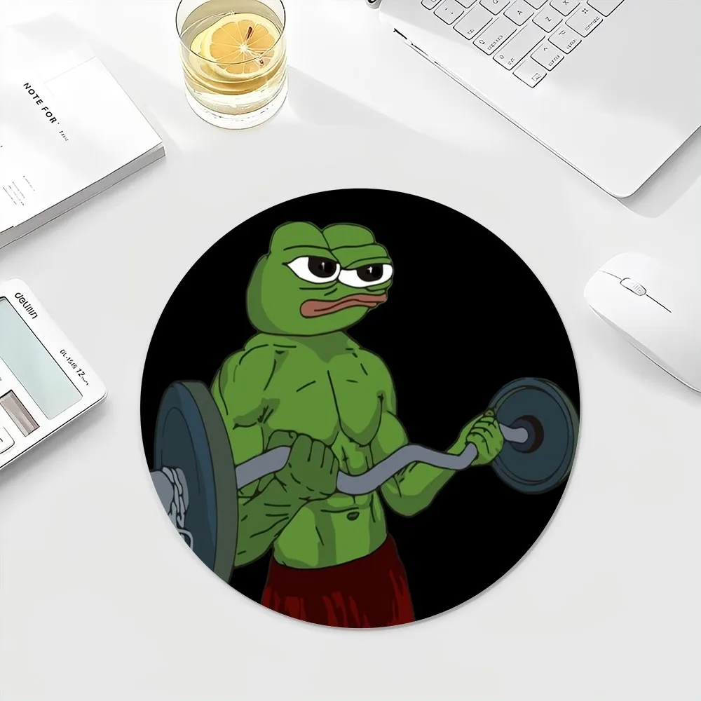 P-Pepe frog Mousepad INS Tide Round Keyboard Mat Table Mat Students Cabinet Gamer Desktop Mousepad Cup Mats Deskpad Home Decor