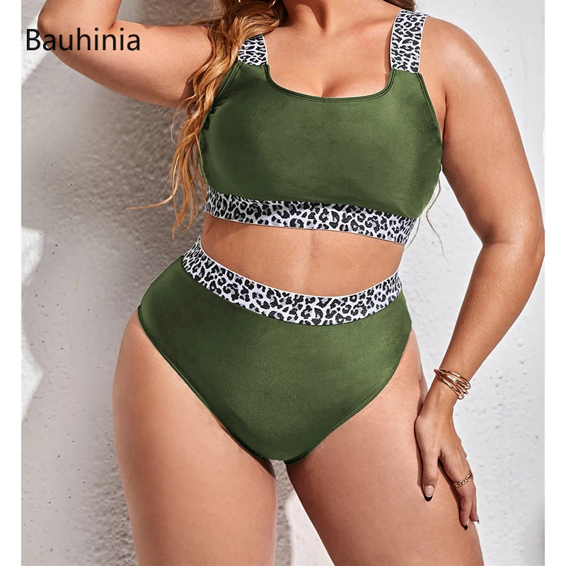 Bauhinia Dames Badmode Met Hoge Taille Push-Up Bikini Set Plus Size Zomer Strand Zwempak Badpak