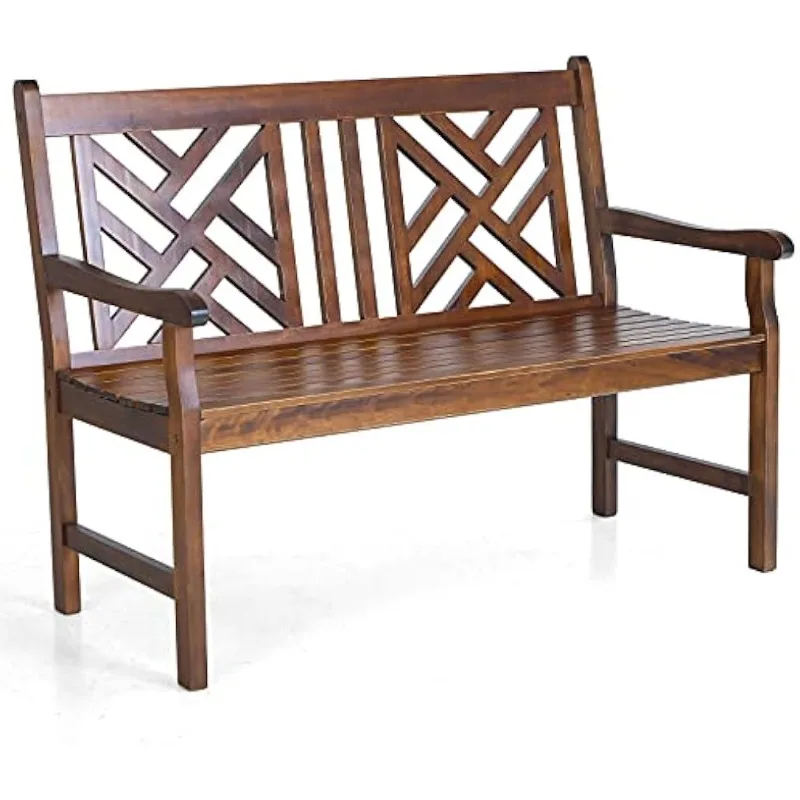 

Outdoor Bench Garden Bench Wood 47", Patio Dining Bench Weatherproof with Back, Wooden Park Front Porch Benches for Outside