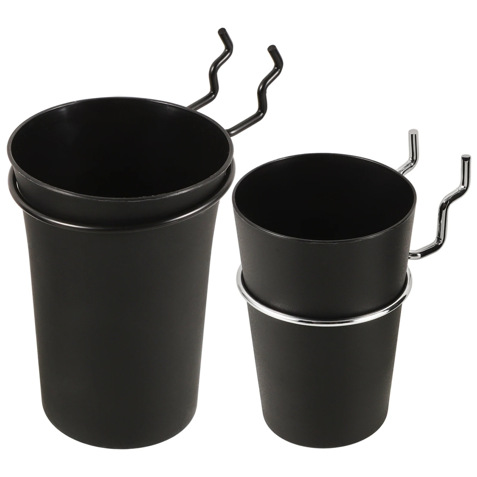 

2pcs Pegboard Hooks Storage Cup Holder Set Hanging Organizer for Tools Nuts Screws Wall Mount Drill Rack Easy Install Black