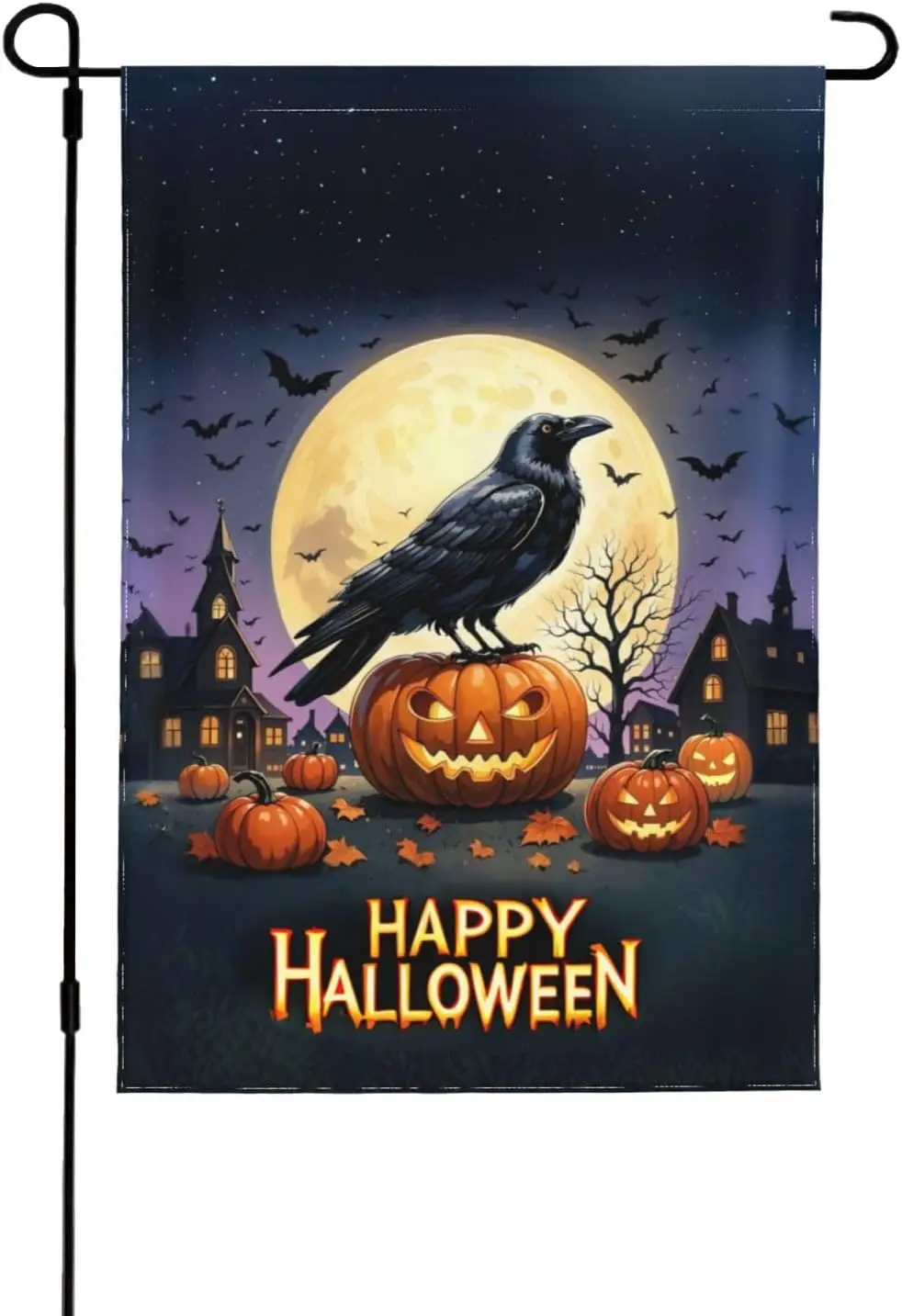 Halloween Crow Pumpkin Garden Flag for Fall Festival Porch Patio Farmhouse Outdoor Yard Decoration Vertical Double Sided Burlap