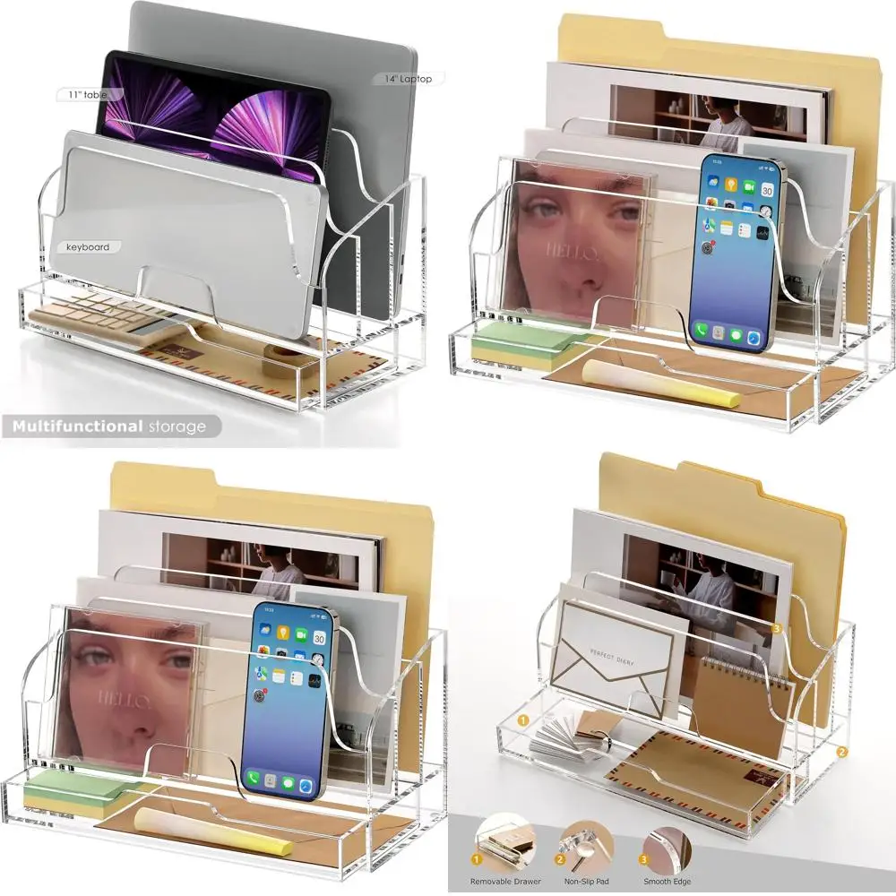 

Акриловый настольный органайзер с 3 ящиками для сортировки писем, файлов и почт