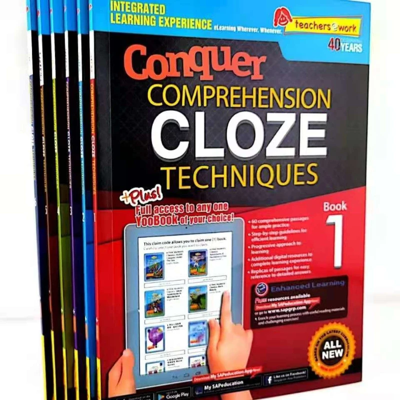 6 books/sets Sap Conquer Comprehension CLOZE Techniques 1-6 grade children's primary school English learning reading materials