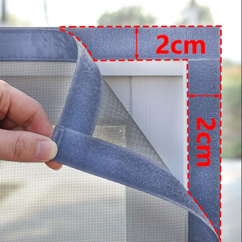 Mosquito Net for Window Custom Size Indoor Anti Mesh Kitchen grey Invisible Fiberglass Hook Loop Room Divider Screen Washable