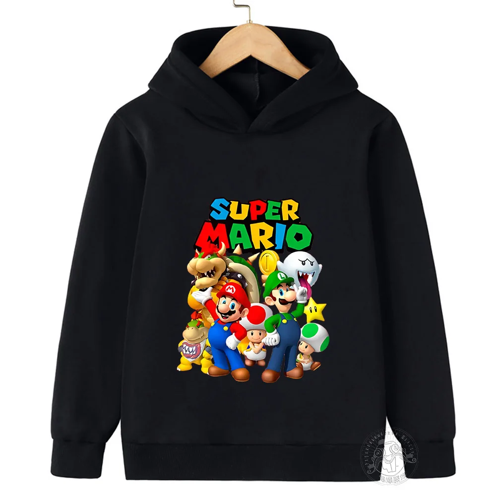 Dziewczyny gra Mario bros bluzy dla dzieci dziecko dziecko kreskówki topy wiosenne dzieci z długim rękawem bluza z nadrukiem jesienne chłopięce