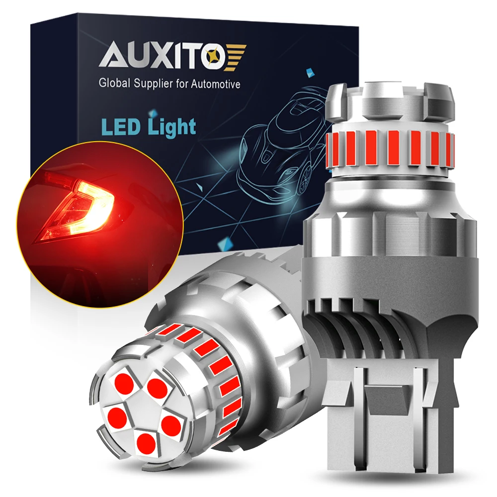 AUXITO 2Pcs 7443 W21/5W LED Stop Taillight Bulbs 1200LM Red T20 W21W 7440 LED Best Car Rear Light Brake Lamp 12V Super Bright