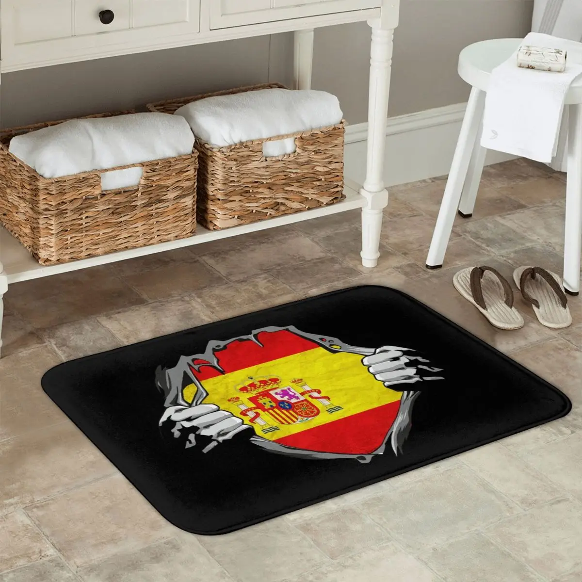 Bandera Nacional. España. Felpudo antideslizante, alfombra a prueba de agua y aceite para cocina, hogar, baño, sala de estar, alfombrillas