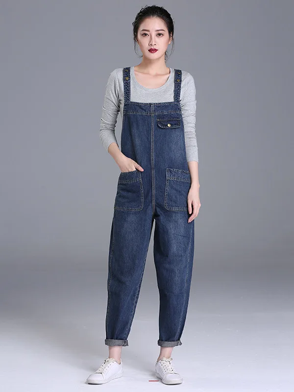 

Maternity Denim Overalls Women's plus Size Casual Loose Fit Cotton Jeans Wide Leg Pregnancy Pants Comfortable Breathable