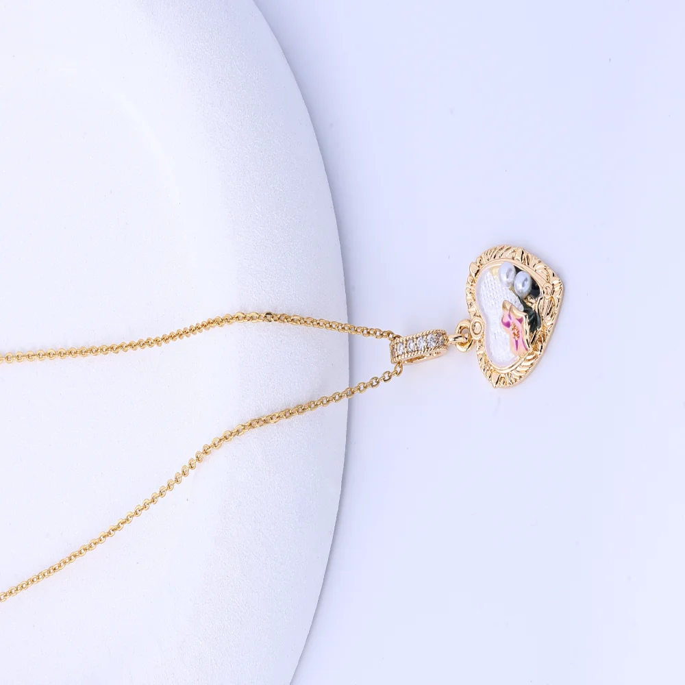 قلادة جميلة: قلادة لؤلؤية زيتية صينية جديدة بنمط المينا بلون الزهور للنساء، خفيفة فاخرة وطني عتيق