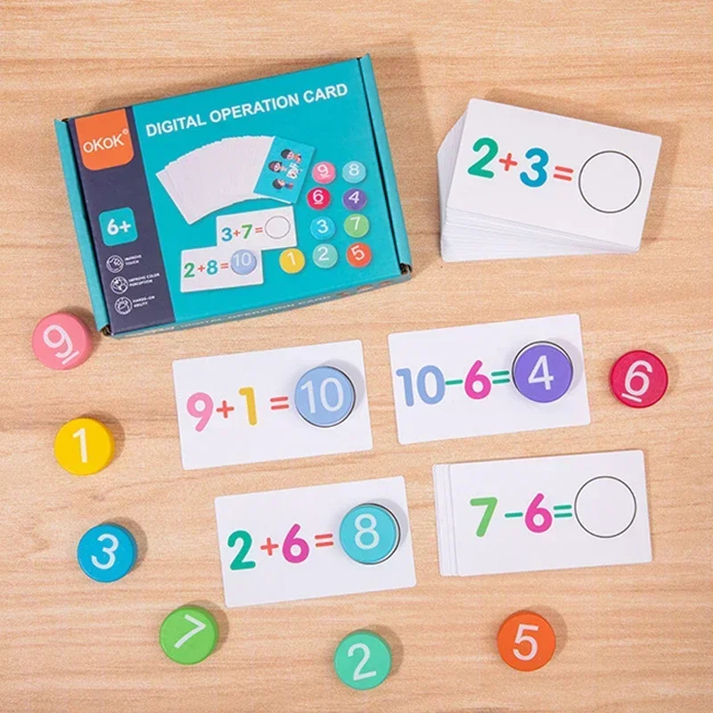 Houten nummerbord voor kinderen Cognitieve matching Optellen Aftrekken Bediening Montessori Logisch denken Training Wiskundespeelgoed