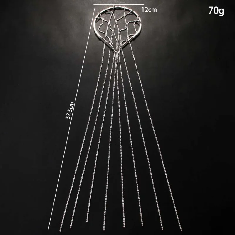 

Women's Bridal Rhinestone Hair Chain Mesh Tassel Headband European American Style Wedding Accessory