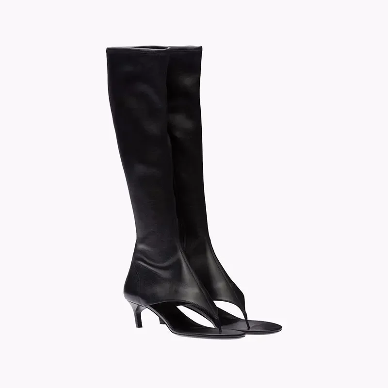 

Ladies Spring and Summer New Slim Heel Pinch Toe Knee Length Cool Boots Fashionable Side Zipper Mid Length Women's Boots