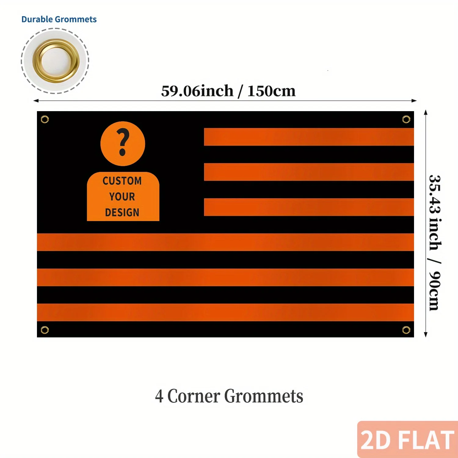 

1pc 2D FLAT Custom Halloween Party Flag Banners, 90x150cm Polyester Flag Banners with Your Design, Orange and Black Line Design