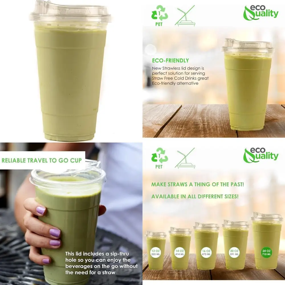 

Прозрачные пластиковые стаканчики на 24 унции с крышками для sip — идеально подходят для напитков, существ и вечеринок