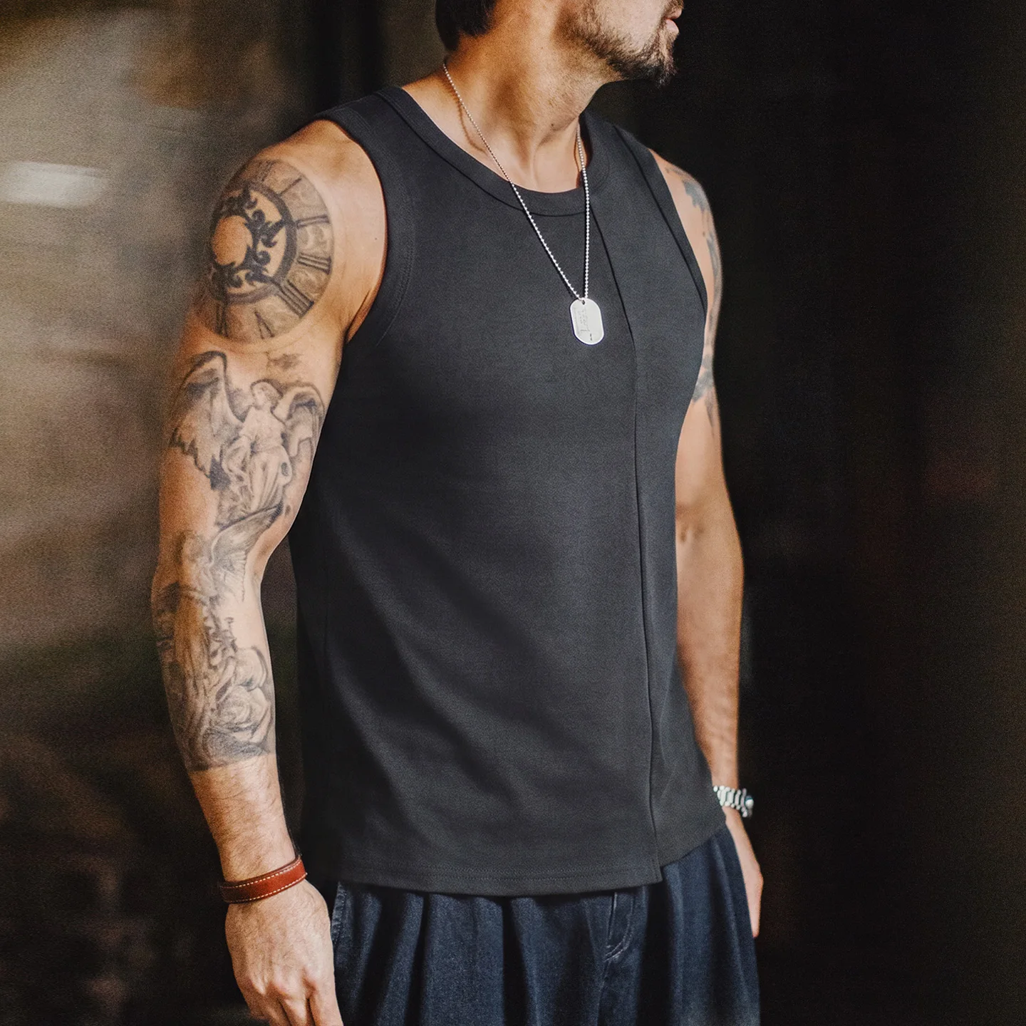 Tank Top Ribbed - Maden Men's American Retro Deconstruction Fitness