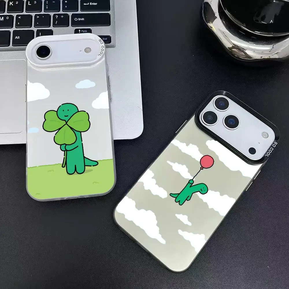 Custodia per telefono modello dinosauro simpatico cartone animato per iPhone 17 16 15 14 13 12 11 Pro Max Air Matte Laser Aurora antiurto Funda PIKPAKA