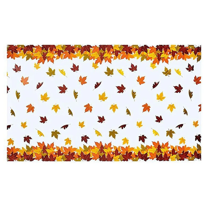 

4X Thanksgiving Autumn Leaf Tablecloth Autumn Maple Leaf Tablecloth Waterproof Rectangular Plastic Tablecloth