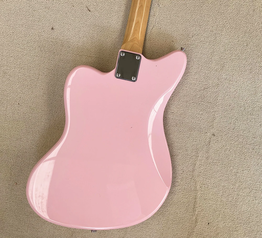 6 Strings Pink Electric Guitar with Rosewood Fretboard White Pickguard Customizable