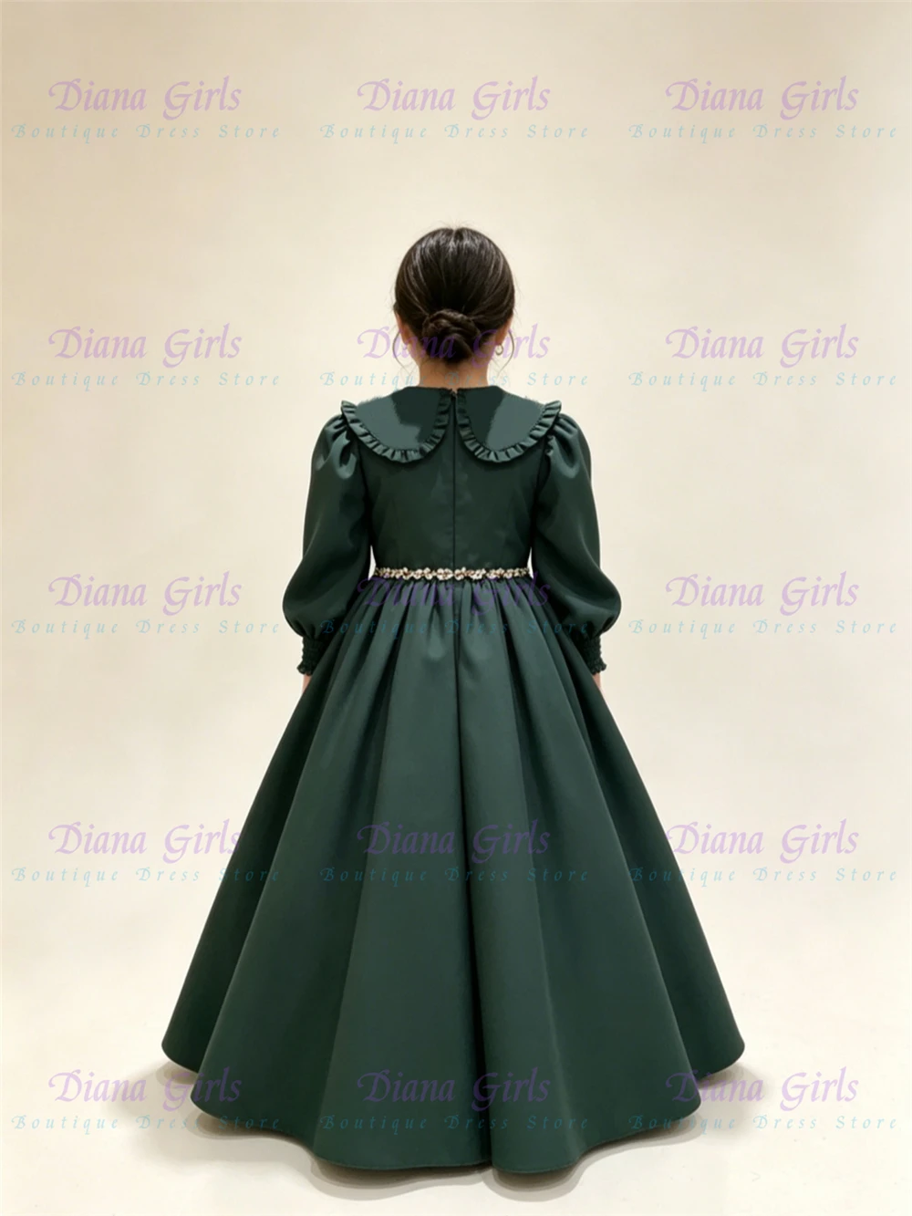 Quality Elegant Blue Flower Girl Dress Satin Fluffy with Exquisite Pleated Design for Kids Birthday Party Evening Ball Gowns