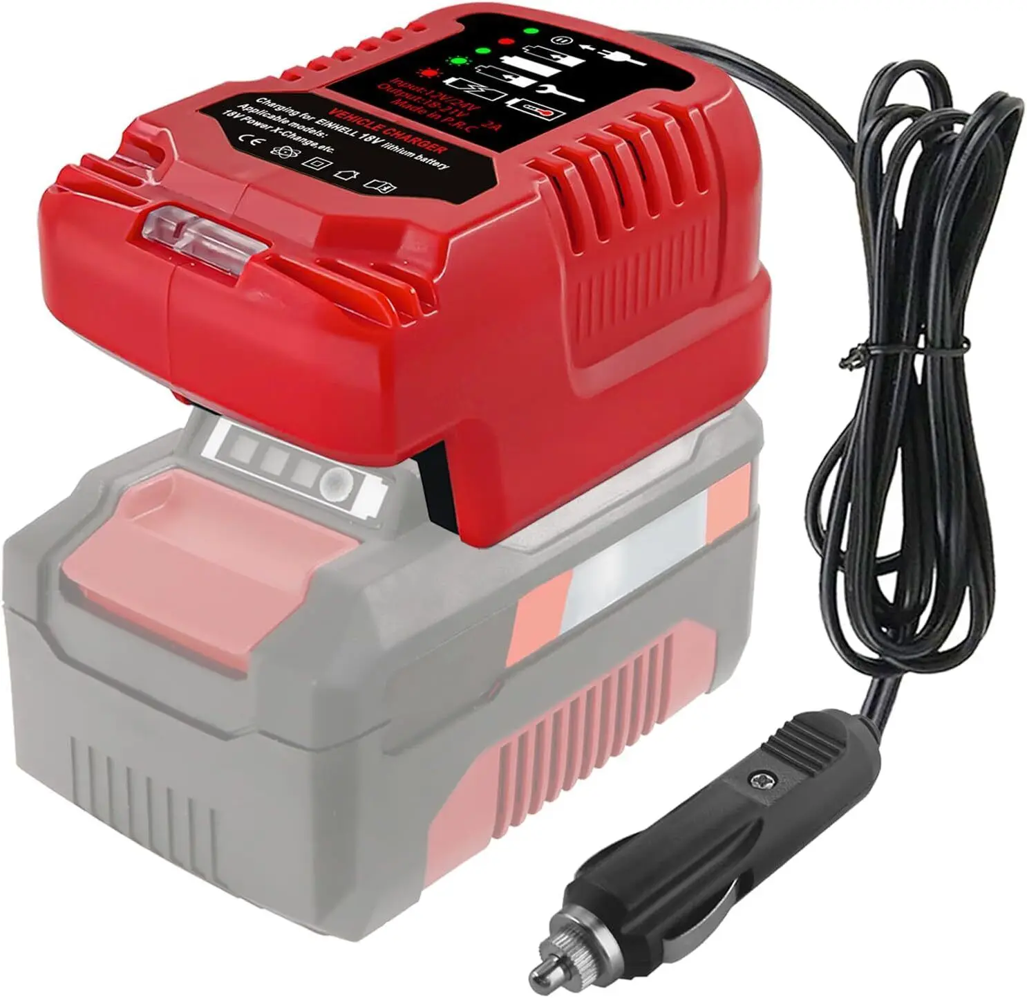 Fast Battery Charger for Einhell 18V Li-ion Battery Charger Station LED Indicator with Cigarette Lighter Plug Vehicle Charger