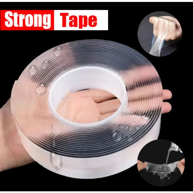 Nano Tape Super Strong Double-Sided Adhesive Tape Transparent Reusable Waterproof Tapes Heat Resistance Bathroom Home Decoration