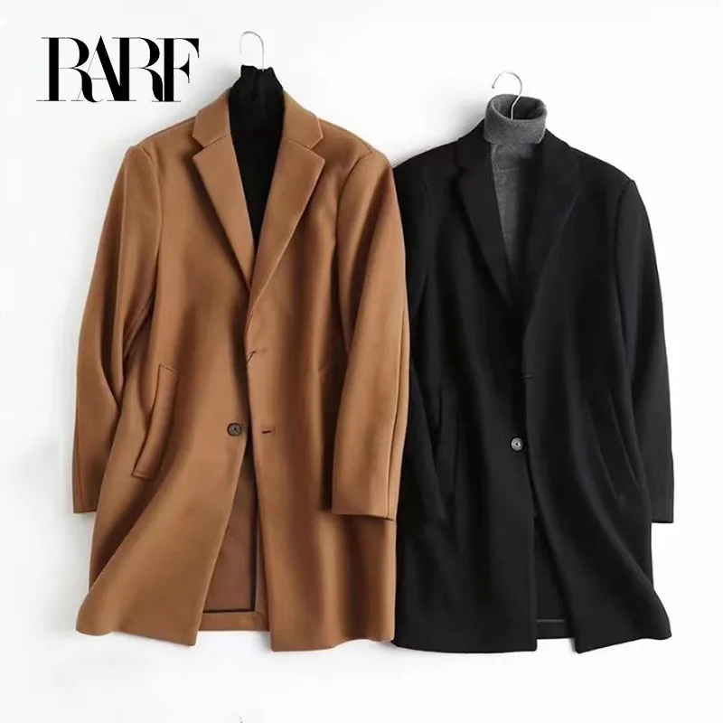 RARF Autumn 2024 new men\'s suit collar mid-length coat simple trench coat men