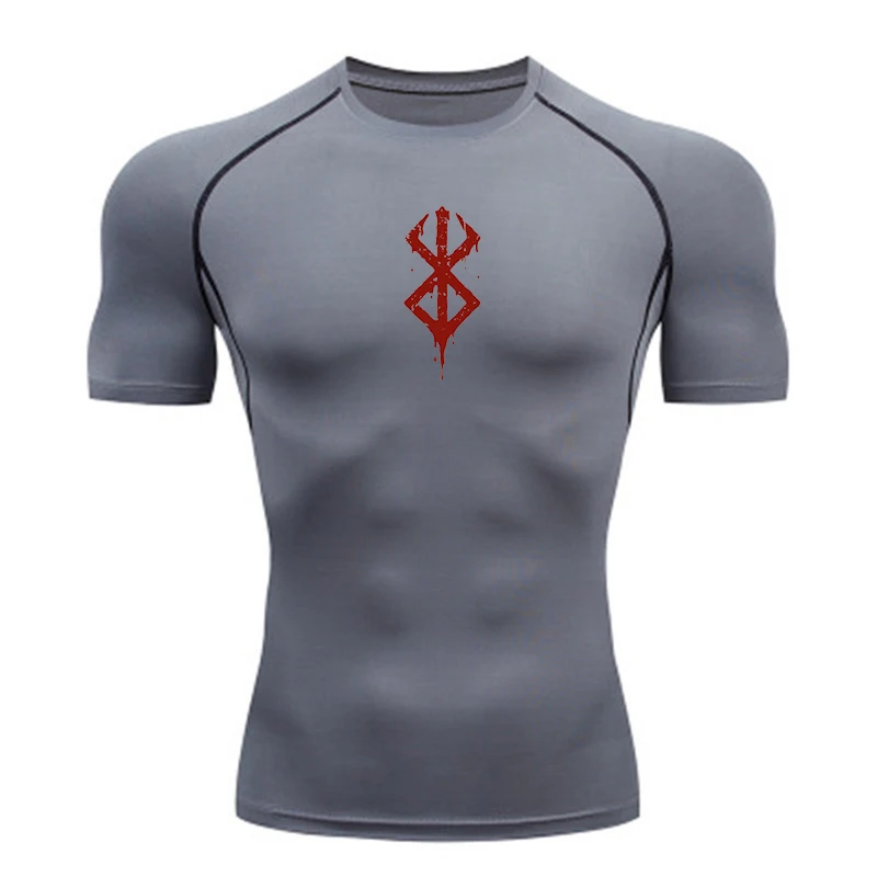 Camisa de compressão seca rápida masculina, tops esportivos, manga curta, ginástica de segunda pele, camiseta de corrida fitness masculina, verão