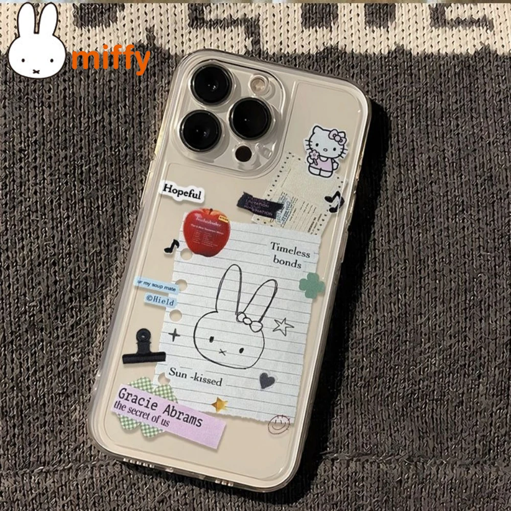 Cute Miffy Kawaii Iphone XS/XR/XSMAX/11/12/13/14/15/16ProMax Mobile Phone Shell Transparent Soft Shell Fall Prevention Girl Gift