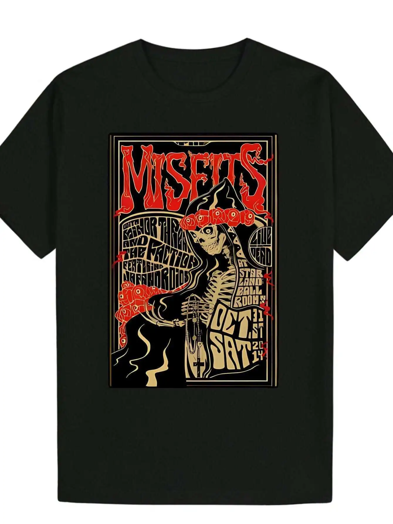 MISFITS Graphic T-Shirt - Polyester, Skeleton Text, Lightweight Summer Casual Tee